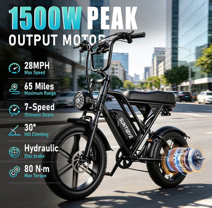A7 1500W Full-Suspension Moped Style Commuting E-bike